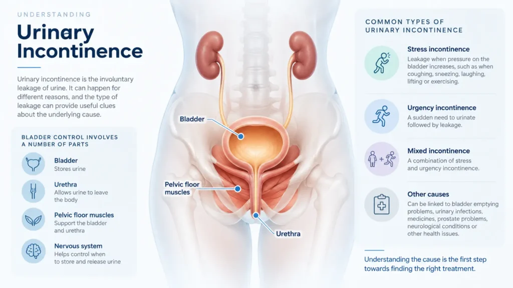 incontinence direct Kingston upon Hull infographic on urinary incontinence symptoms reasons and treatment options